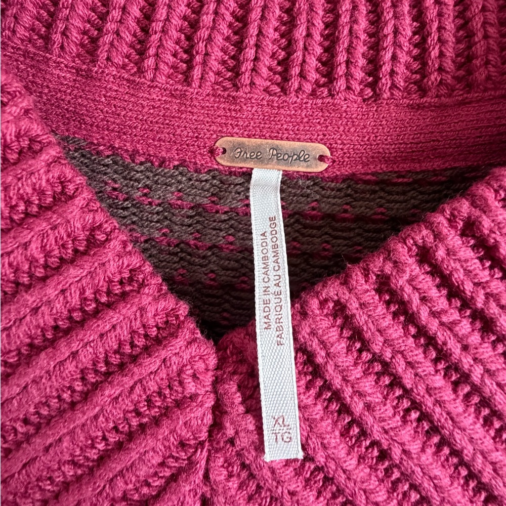 NWT Free People Maisie Oversized Sweater in Cranberry Fudge XL (L tag) - Picture 5 of 7